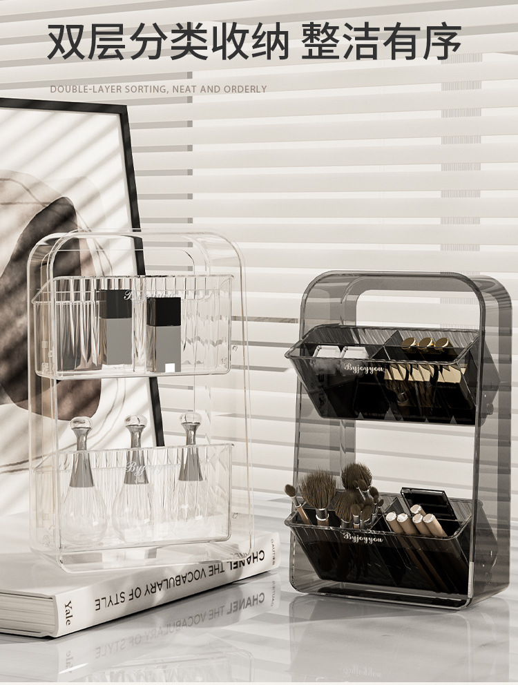 双层旋转口红收纳盒高颜值化妆品置物架桌面收纳层架亚克力收纳架详情3