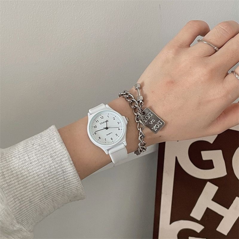 考试专用手表女高中学生指针式上课看时间青春校园验控显白奶茶色详情7