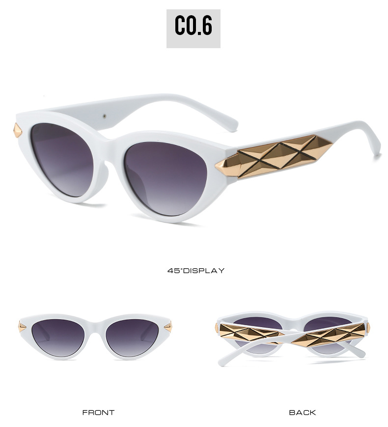 2023外贸跨境爆款朋克太阳镜女 欧美街拍摩登复古猫眼形墨镜详情12