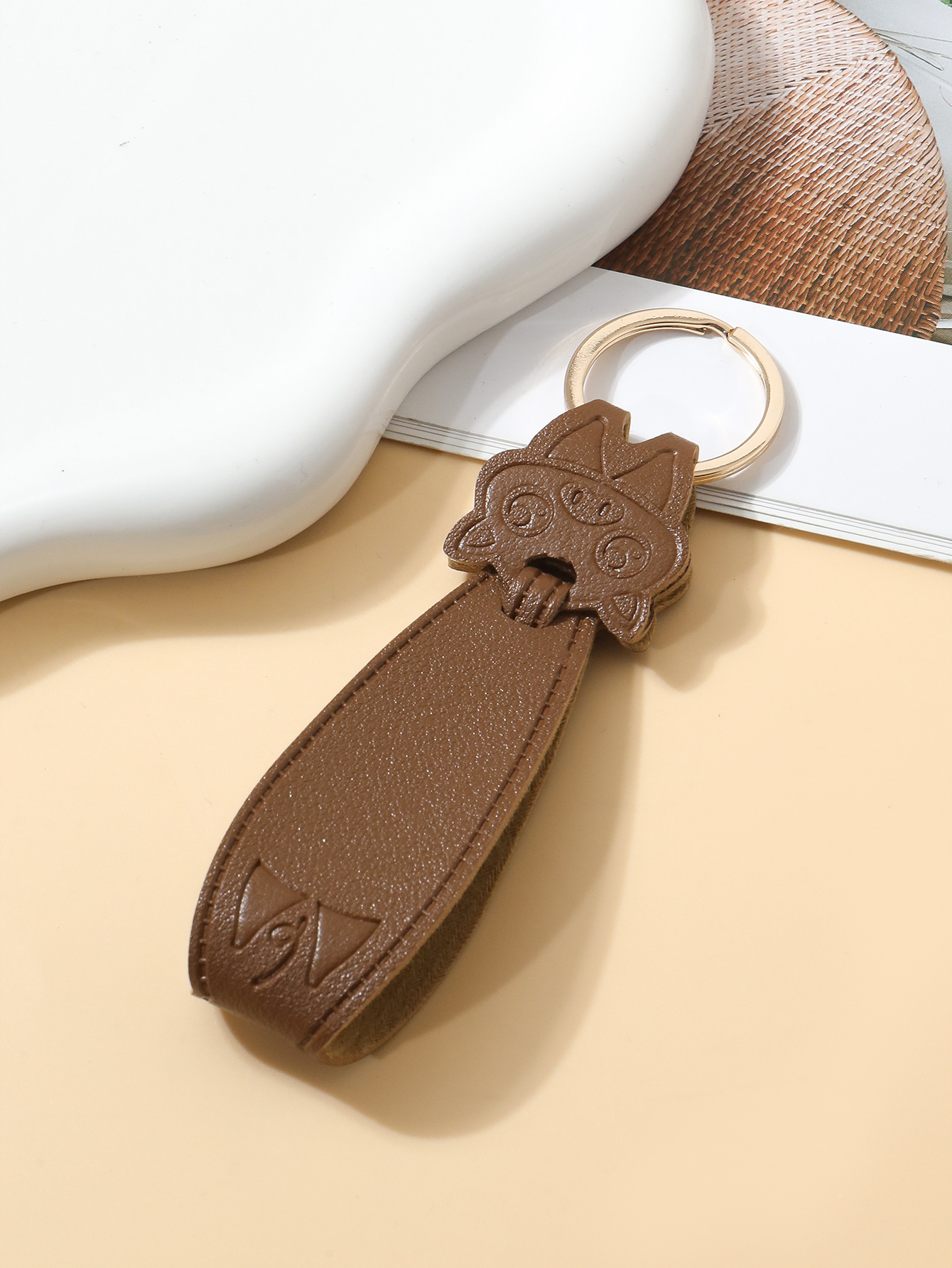 PU皮革小猪钥匙扣创意简约钥匙链男女汽车皮质通用金属挂件详情10