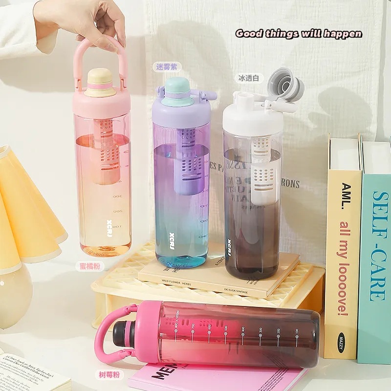 2-liter large-capacity sports water bottle, popular Instagram trendy straw cup with scale, portable and simple, leak-proof and shock-resistant water cup pic 37