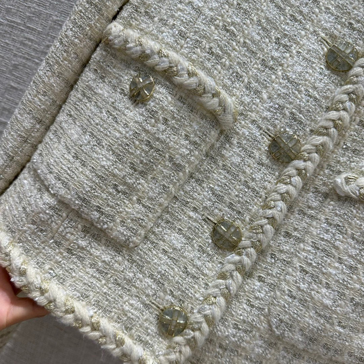 BW61257 Chanel-style coat, Korean-style fashionable socialite girl, gradient contrasting color woven coarse tweed short cardigan, autumn pic 19