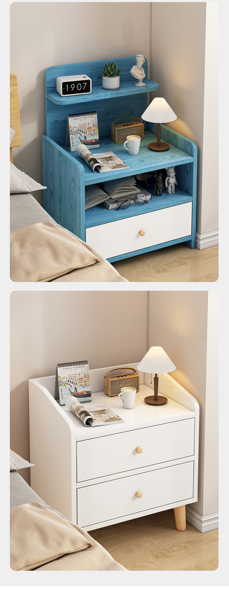 Bedside table, simple and modern household storage cabinet with lock, mini storage cabinet, small bedroom bedside cabinet pic 13