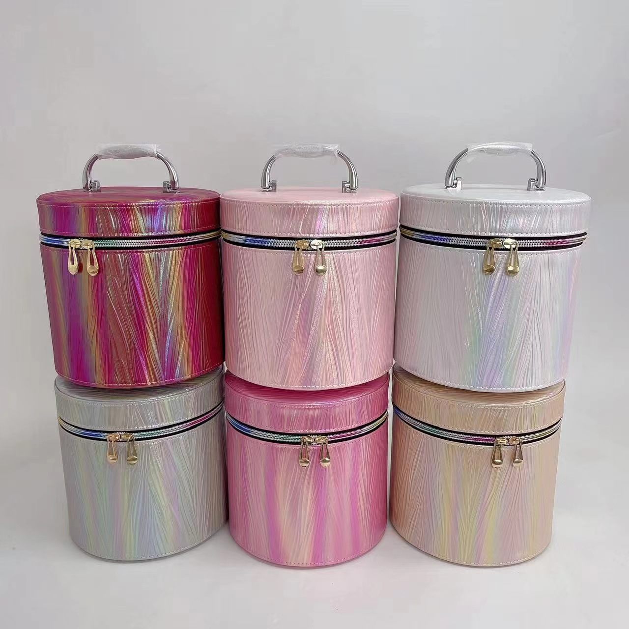 化妆包时尚扎染亮面PU皮防泼水手提化妆箱大容量休闲洋气收纳包详情3