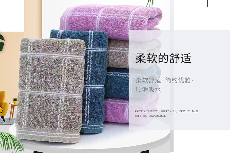 Cotton thickened plain checkered towels in stock for wholesale. Home absorbent face towels for men and women, couple face towels and washbasins, custom-woven pic 11