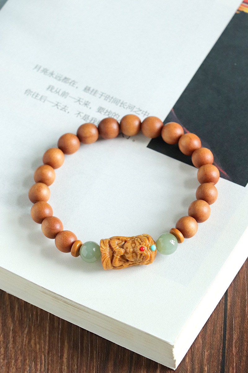 国潮新品老山檀扎基拉姆檀木串珠手链男女民族风和田玉手串首饰批发详情33