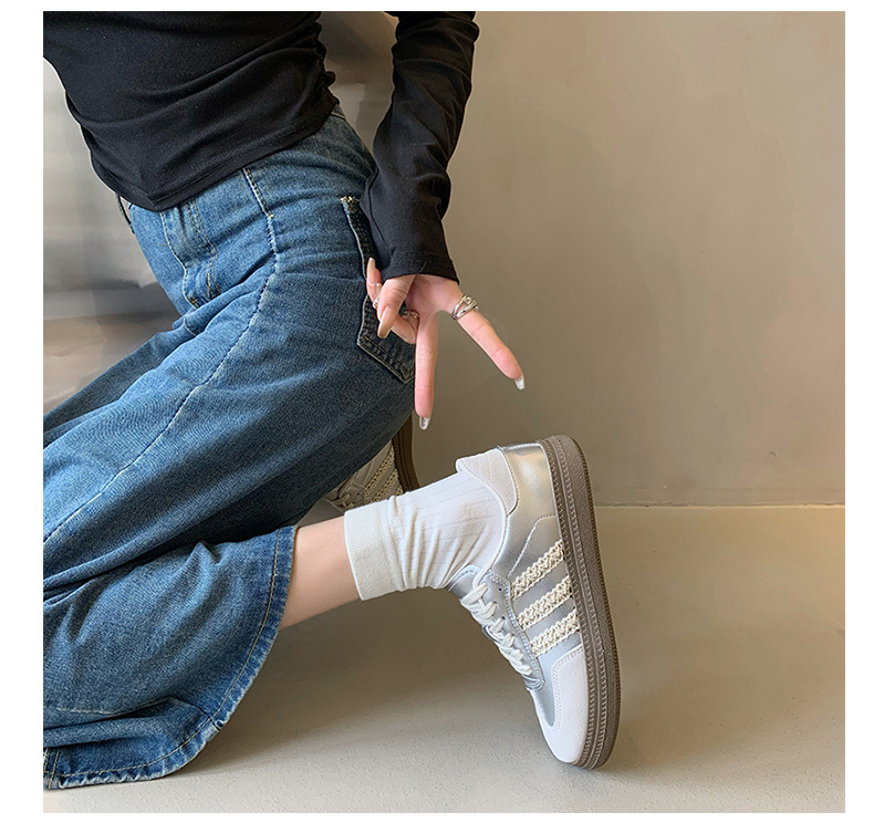 银色圆头德训鞋女款2024年秋季新款复古阿甘鞋软底轻便运动休闲鞋详情29