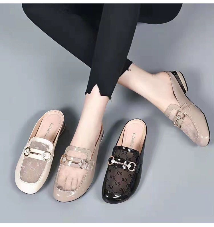 【爆款】2024夏季新款低跟凉拖鞋女外穿时尚透气粗跟尖头英伦女鞋详情6