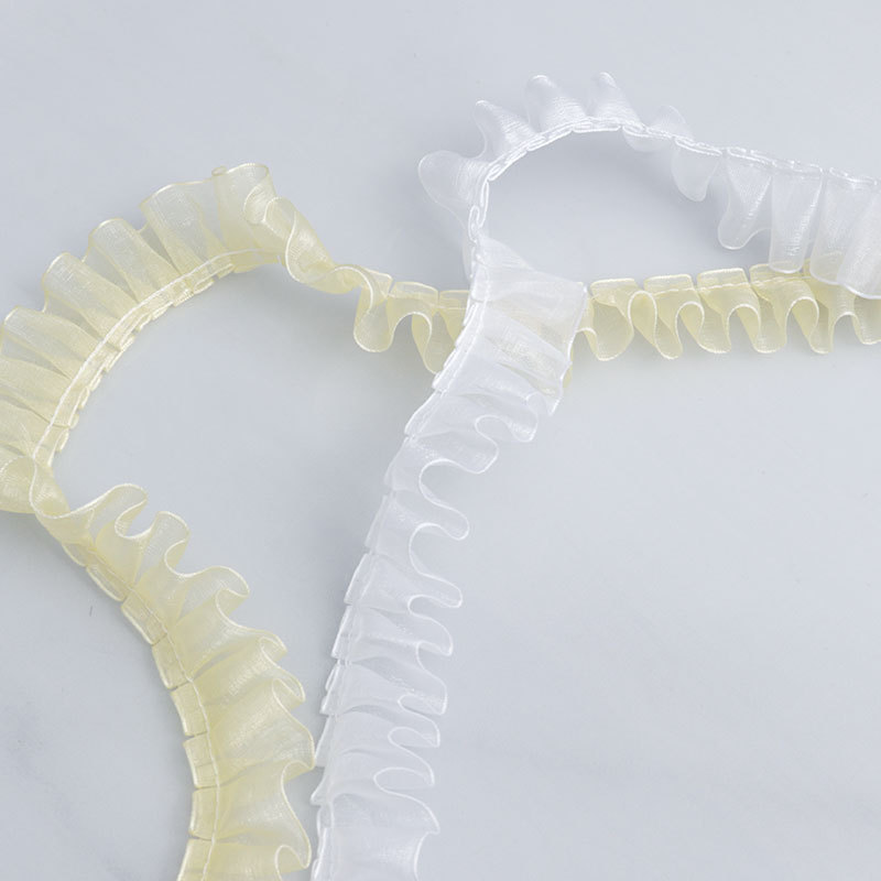 2.5cm transparent pleated chiffon lace trim, handmade DIY skirt hem, dress accessory and trim wholesale pic 5