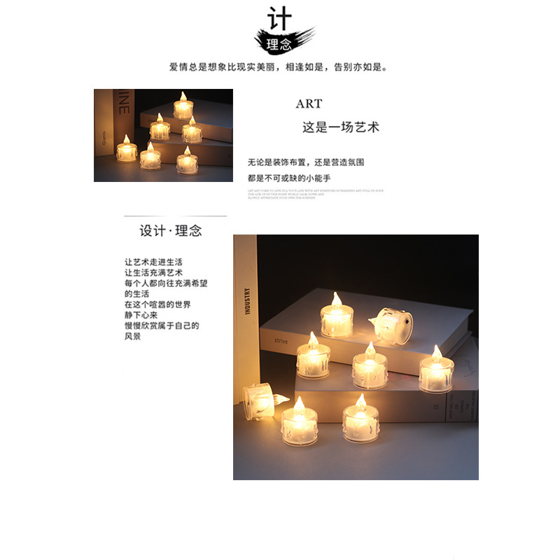 Cross-border exclusive supply of smokeless led electronic candle lamps wholesale, transparent small tea wax, Christmas, birthday, proposal decoration pic 3