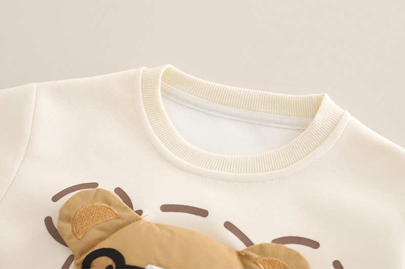 2025年童装春秋款儿童套装韩版休闲眼镜熊动物卫衣长袖两件套洋气详情5