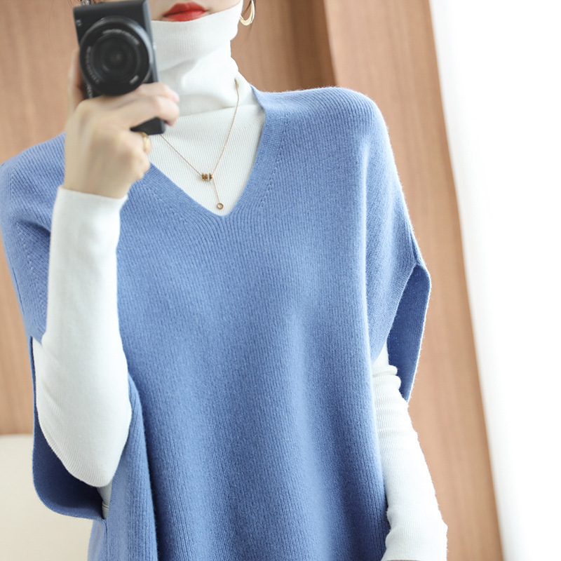 2022 spring/autumn new sweater women V-neck 蝙蝠衫 vest loose pullover knitted sweater trend pic 12