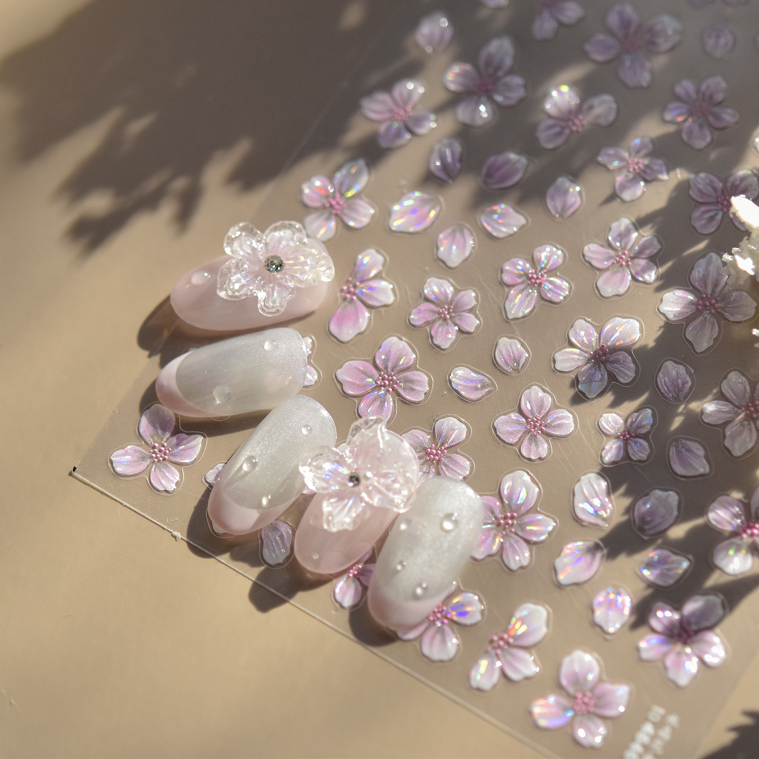 tomoni jelly nail stickers, a best-selling Japanese stationery nail sticker on Instagram, crystal flower nail accessory stickers pic 8