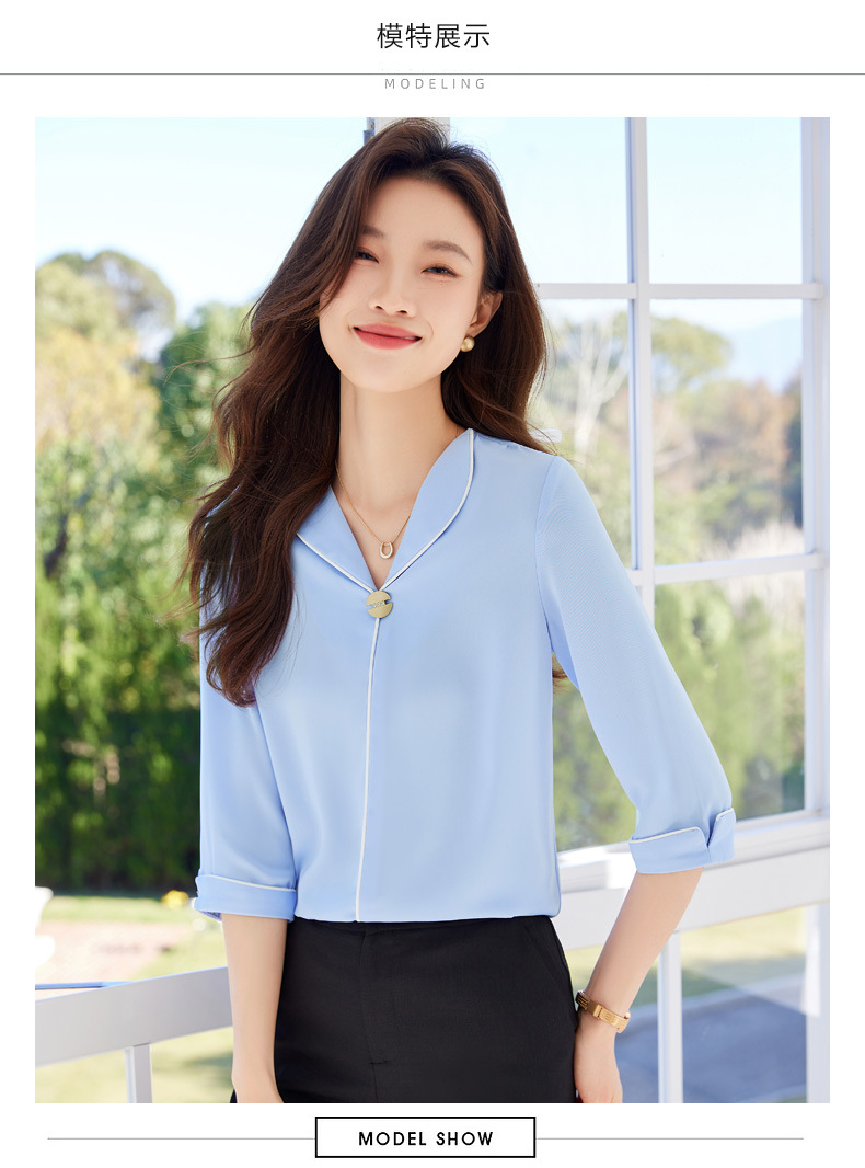 白色衬衫女中袖时尚气质夏季2024新款职业衬衣女小清新白领上班族详情10