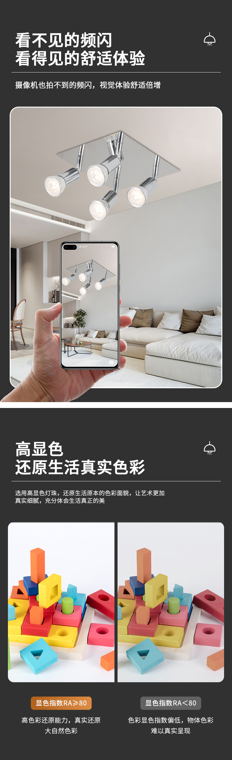 Chuangyu clothing Spotlight, LED track light, one-piece consignment for living room and bedroom, push-button switch, cross-border batch delivery pic 5
