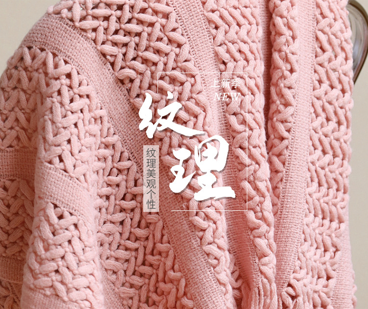 Nordic sofa blanket, cover blanket, knitted blanket, homestay hotel throw blanket, bed tail towel, hollowed-out blanket, bed tail blanket, lap blanket pic 20