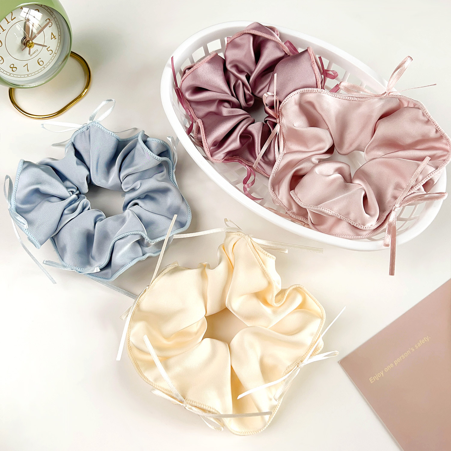 甜美芭蕾风丝带蝴蝶结大肠发圈少女扎发气质缎面发绳大号头绳发饰详情5