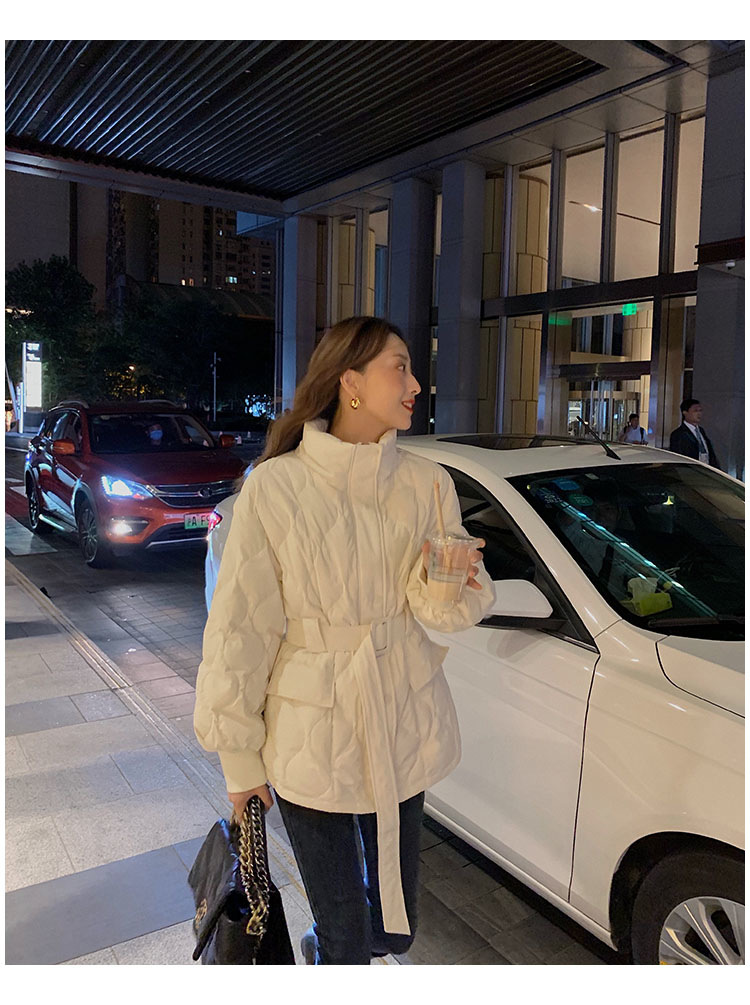 白色羽绒棉服女冬外套2022年新款轻薄收腰韩版欧货冬装短款面包服详情25