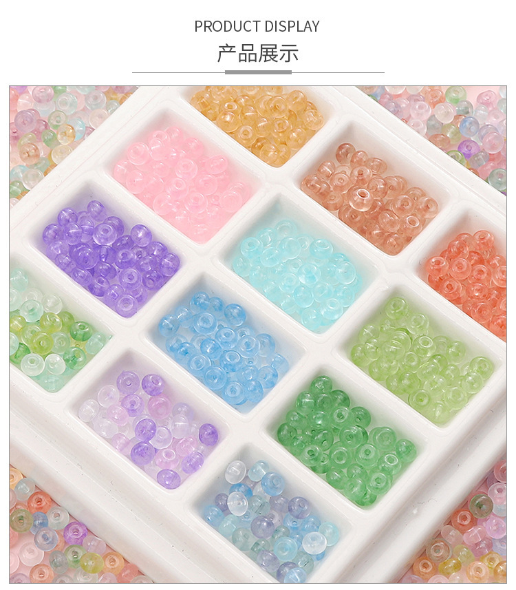 2x4mm ice-transparent abacus, domestic superior imitation jade glass rice beads, DIY jewelry accessories, handcrafted beaded hand pic 6