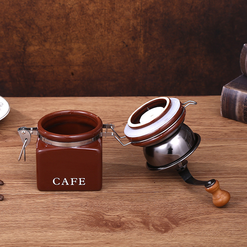 手摇咖啡豆研磨机便携咖啡磨豆机手动咖啡研磨器方罐密封罐家商用详情4