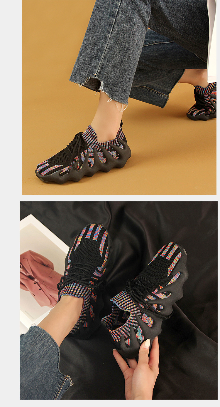 飞织椰子鞋女夏季薄款老爹透气八爪鱼火山袜子鞋休闲跑步运动女鞋详情11