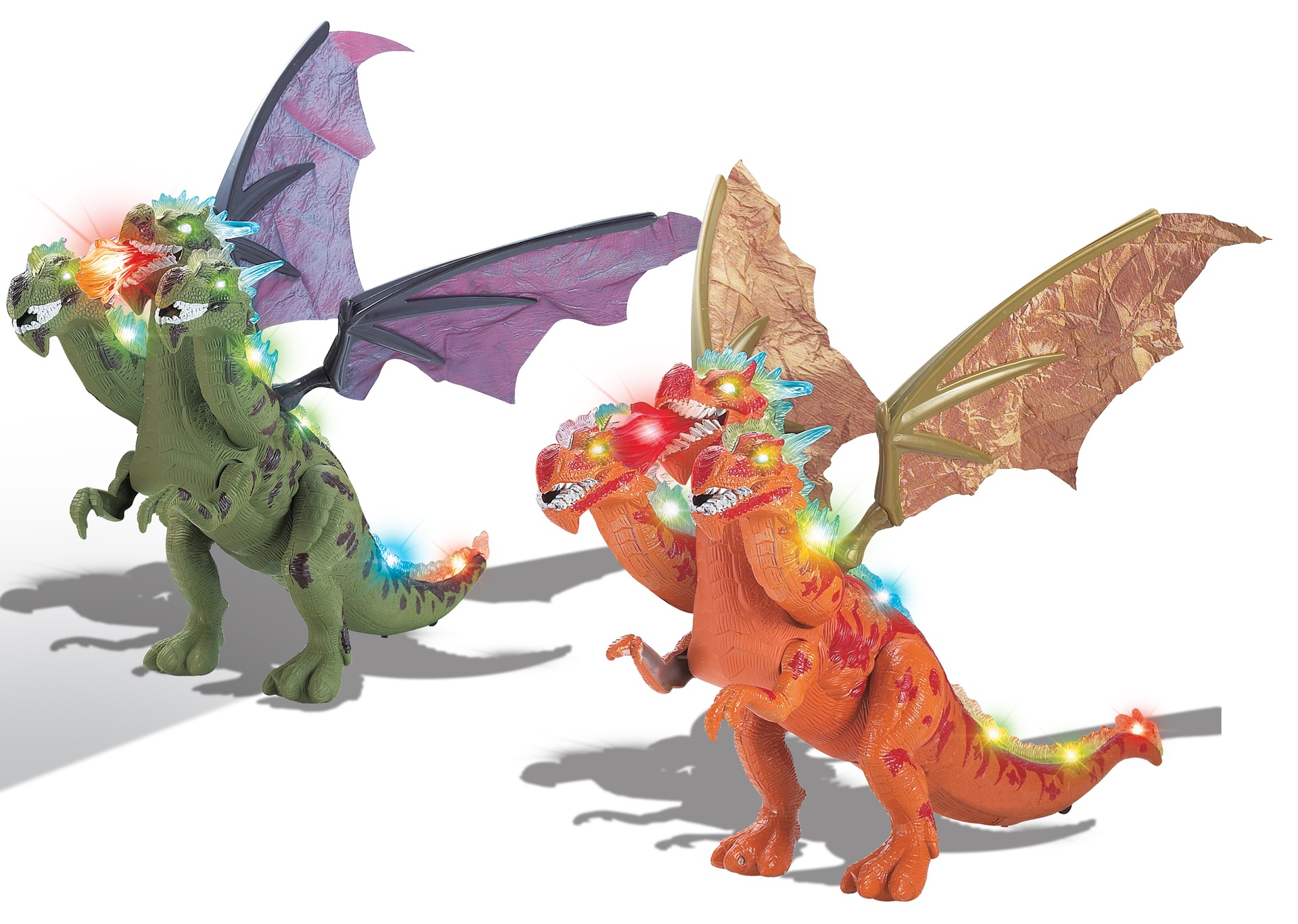 Wholesale of electric light, sound, walking three-headed dragon dinosaur model toys pic 1