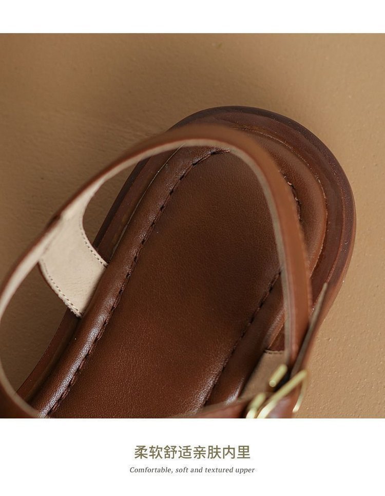 网红爆款凉鞋女一字带平底高级方头韩版百搭舒适外穿防滑罗马鞋子详情8
