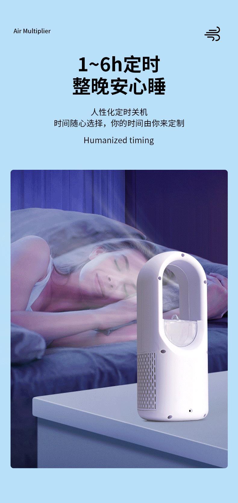 新款桌面USB冷风扇喷雾冷风扇静音水冷七彩喷雾无叶风扇厂家直销详情11