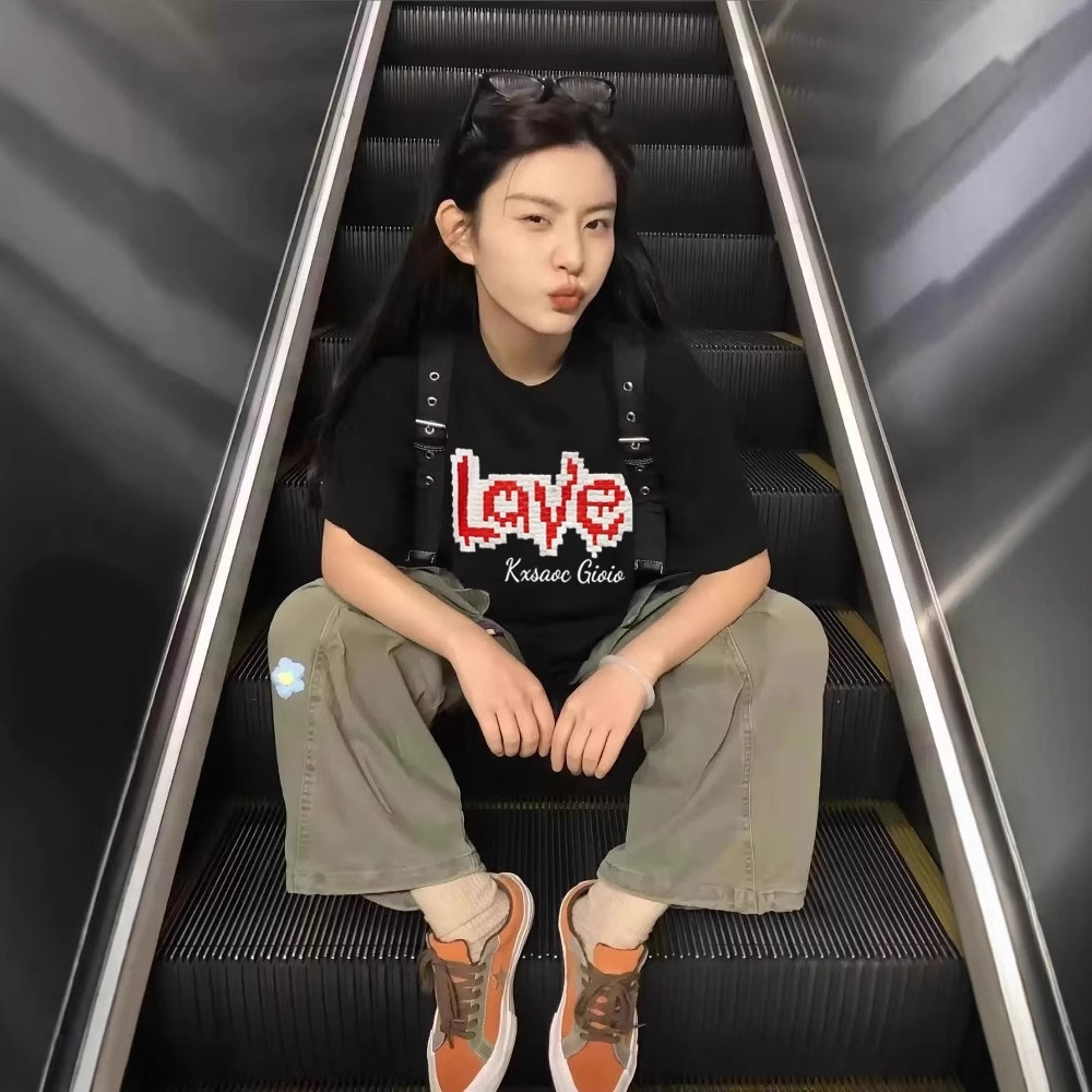 夏季纯棉短袖t恤女2025新款爆款美式设计感小众宽松显瘦半袖上衣详情7