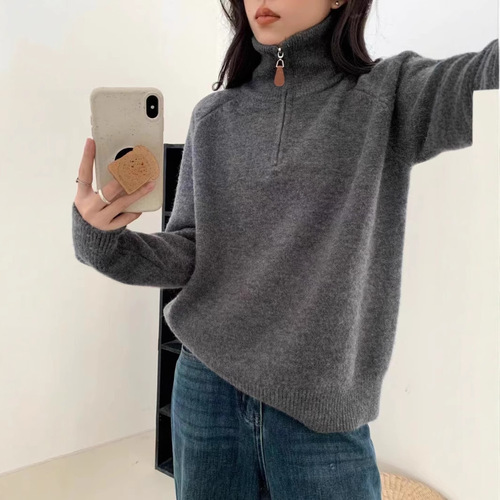 韩版秋冬季百搭圆领套头毛衣女2024新款纯色简约内搭显瘦针织上衣详情28