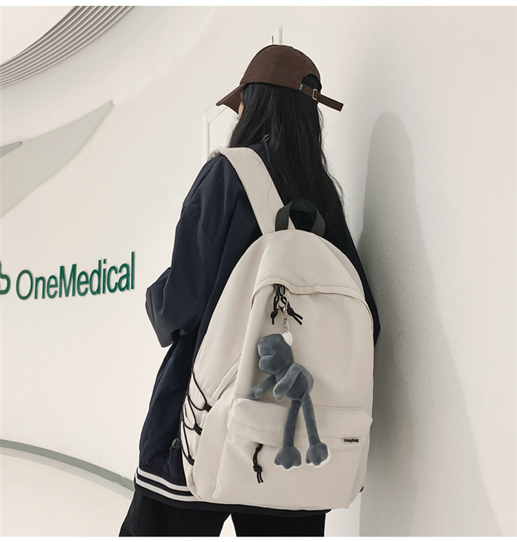 A large-capacity, ins, trendy and cool, canvas, simple grey backpack for boys in junior high school, senior high school and college pic 20