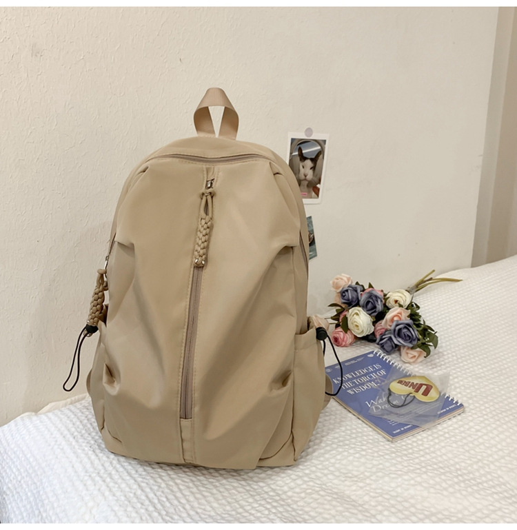 双肩包流行质感书包女初高中生学生旅行大容量背包纯色简约休闲包详情24