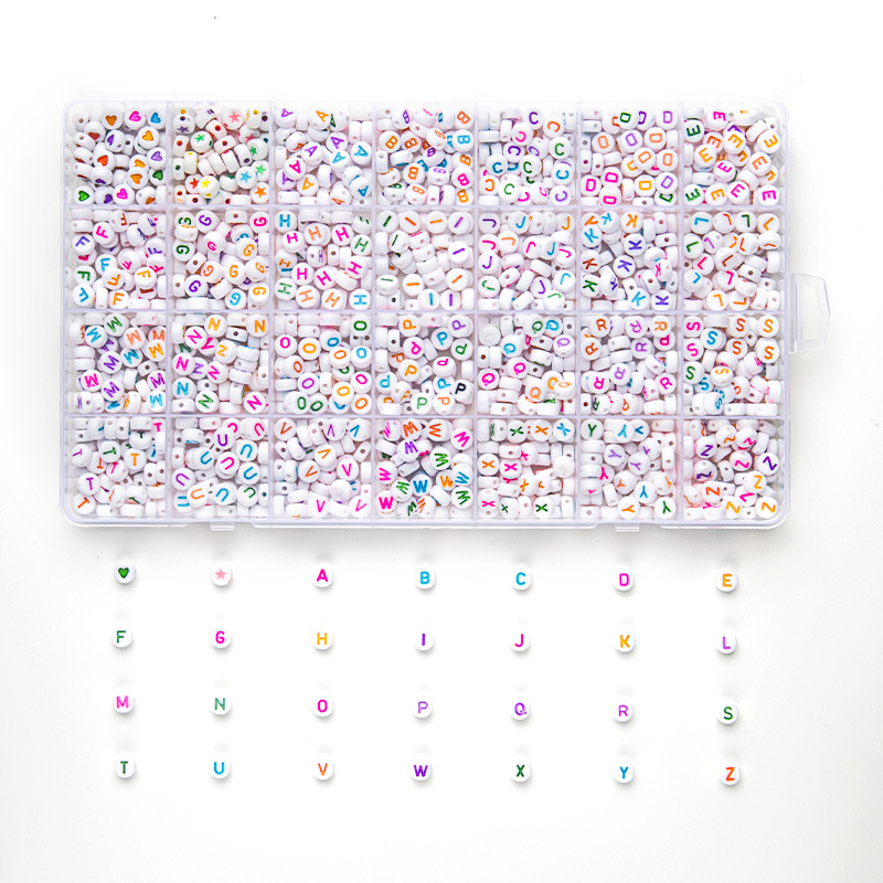 跨境亚马逊爆款28格盒装4X7亚克力彩色字母珠儿童早教diy饰品配件详情7