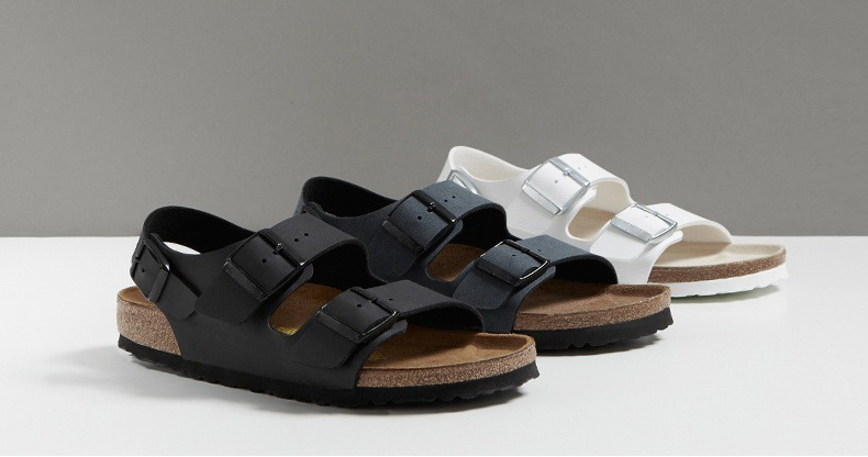 BK全牛皮勃肯鞋真皮软木凉鞋复古男女款厚底双排扣棕色大码博肯鞋详情6