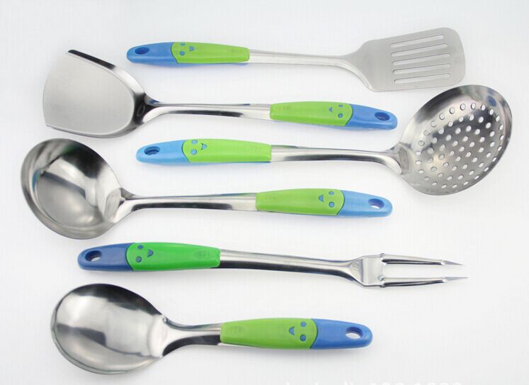 Factory direct sales of non-magnetic 1.2mm smiling face spatula and spoons, anti-scalding kitchenware, two-piece cooking spatula and spoons pic 2
