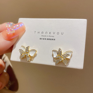 轻奢小众超仙气质炫彩蝴蝶耳环S925银针精致微镶网红同款耳钉耳饰详情5