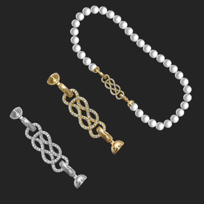 14k包金铜镀真金diy保色扣淡水珍珠毛衣链卡扣项链扣子配饰微镶详情2