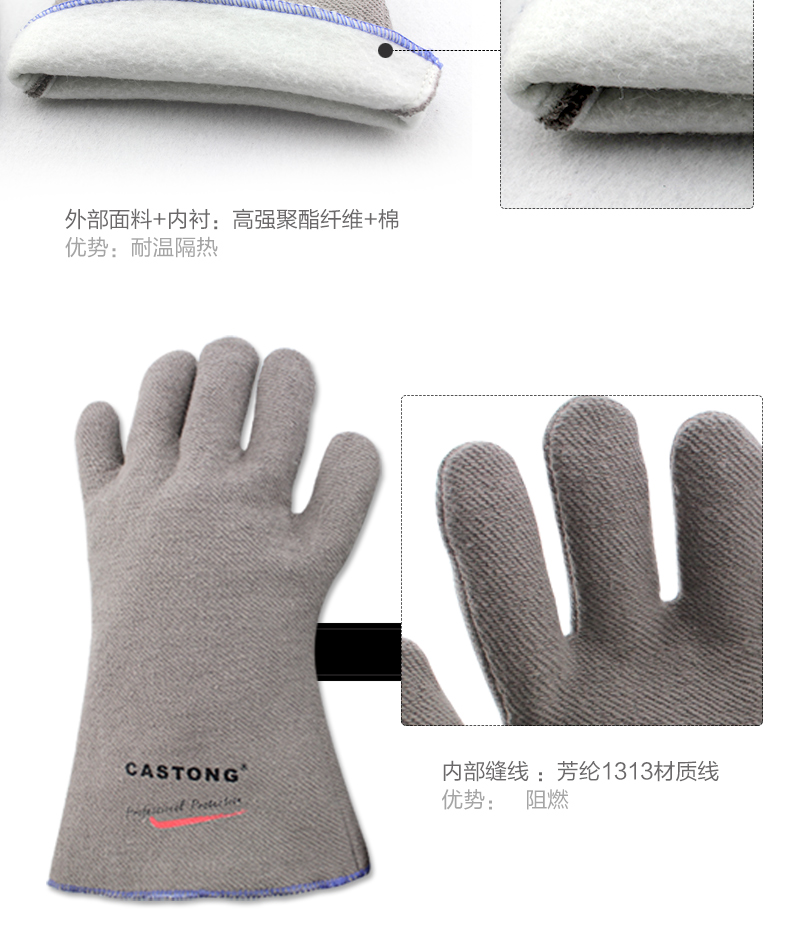 castong卡司顿250° 隔热手套 微波炉防高温手套 PJJJ35工业防烫详情8