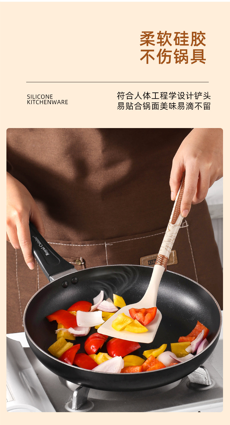 12-piece set of non-stick cookware with silicone spatulas, soup spoons, strainers, ladles, cooking spatulas and spoons with racks pic 9