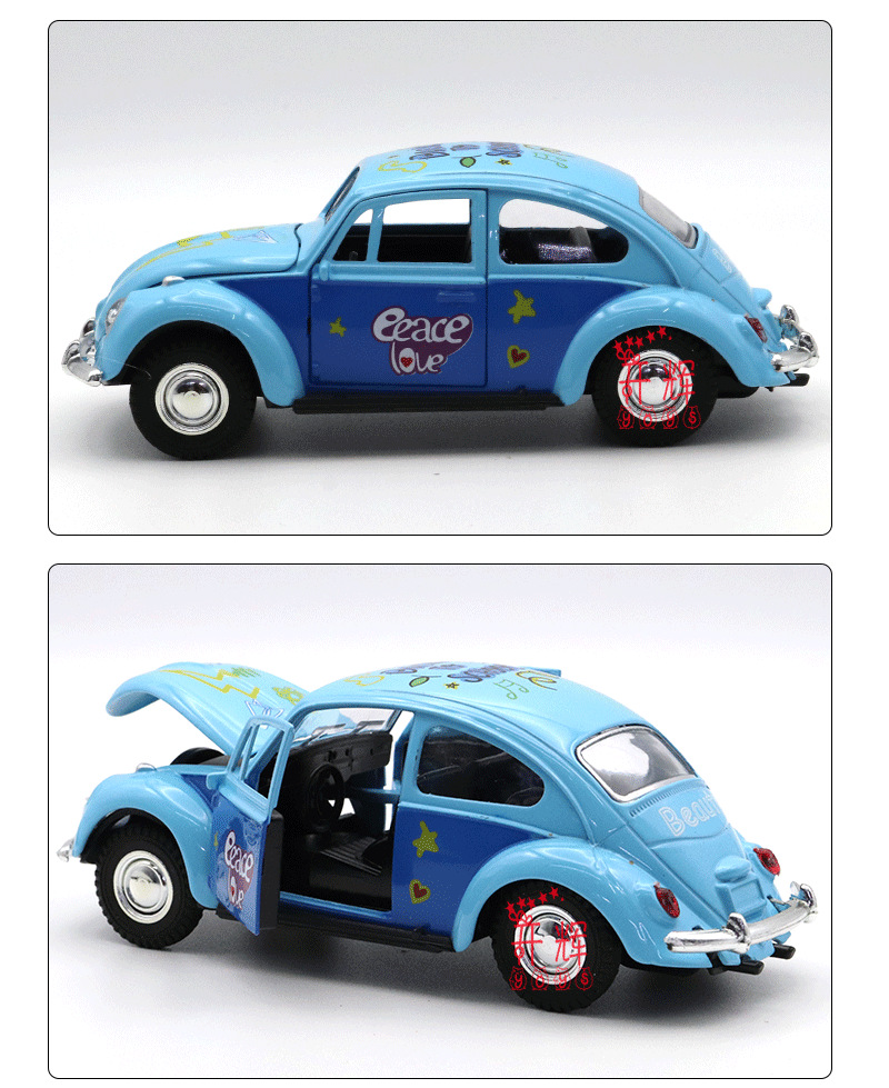 Crossover 1:32 puerta triple graffiti escarabajo modelos de coches antiguos juguetes para niños coches de balón juguetes para niños pic 5