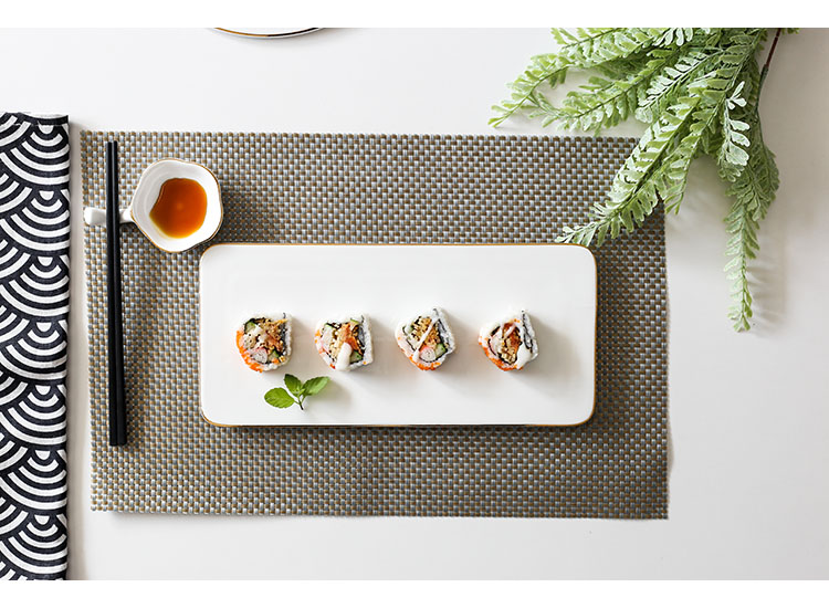 Gold-plated edge plates, ceramic Western plates, steak plates, creative Japanese sushi plates, sashimi square plates, cake flat plates, Internet celebrities pic 11