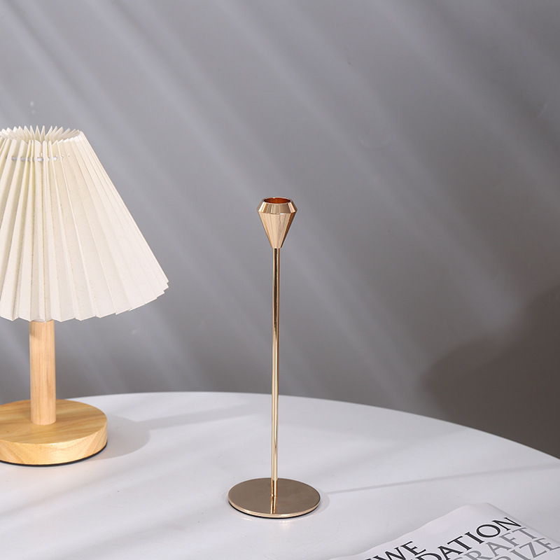 New European-style candle holder ornament, retro, simple and romantic. Golden waist and golden candle holder ornament pic 3