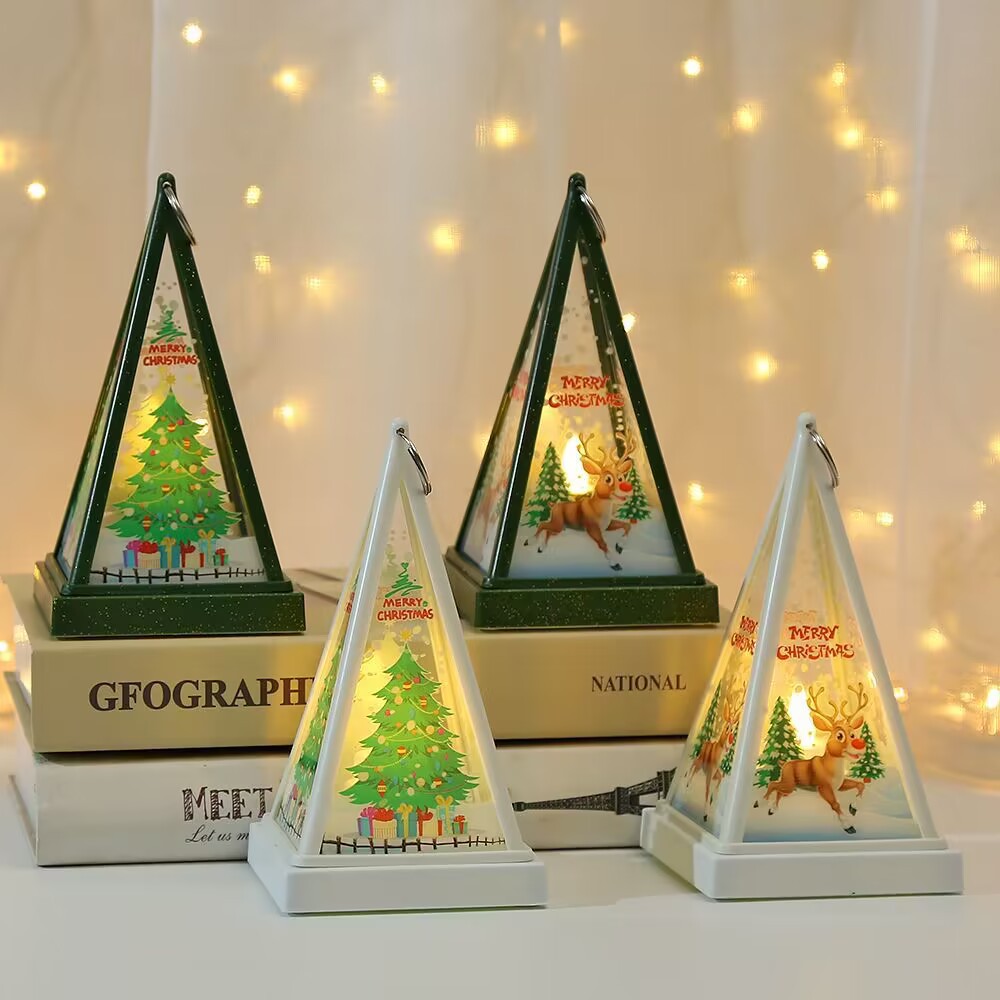 New Christmas decorations: Hand-held triangular wind lamps, night lights, pendants, LED electronic candles, candlestick lights pic 4