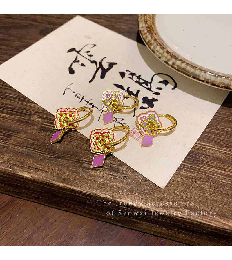 New Chinese-style vintage purple enamel earrings for women, unique and high-end earring, 2025 new retro earrings pic 15