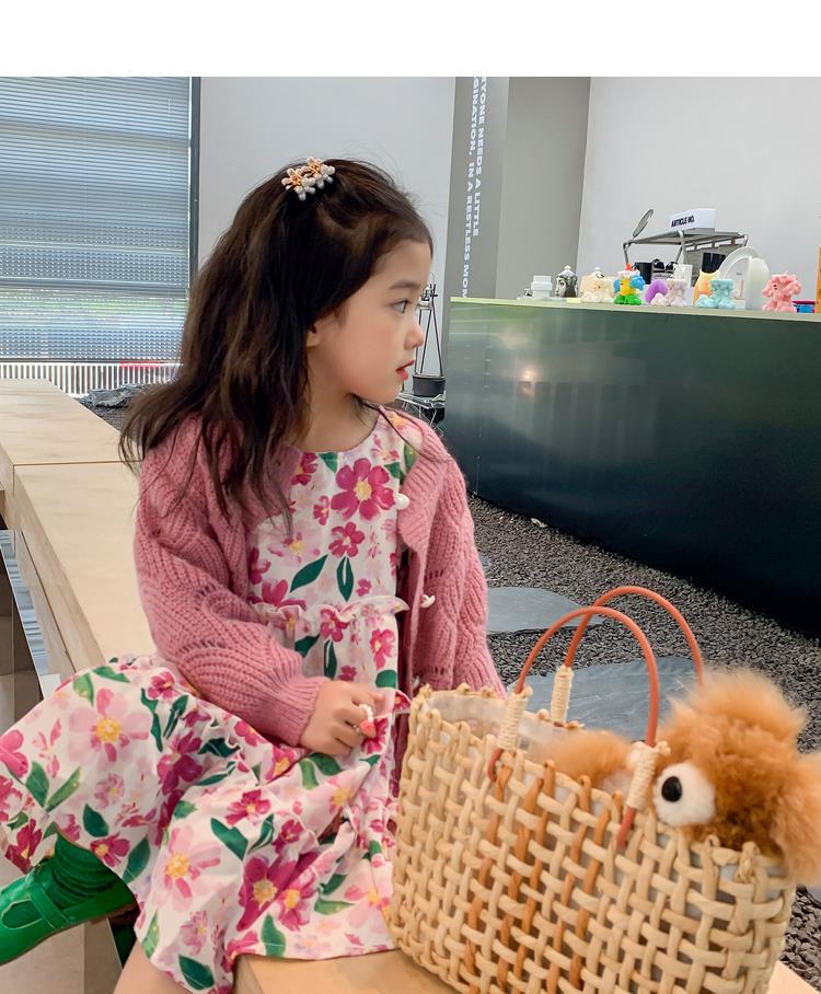 图图小象女童秋季童装儿童韩版碎花连衣裙洋气针织开衫宝宝套装详情23