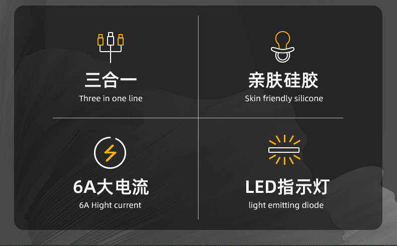 三合一充电线适用苹果安桌华为数据线一拖三手机多头快充线机客线详情2