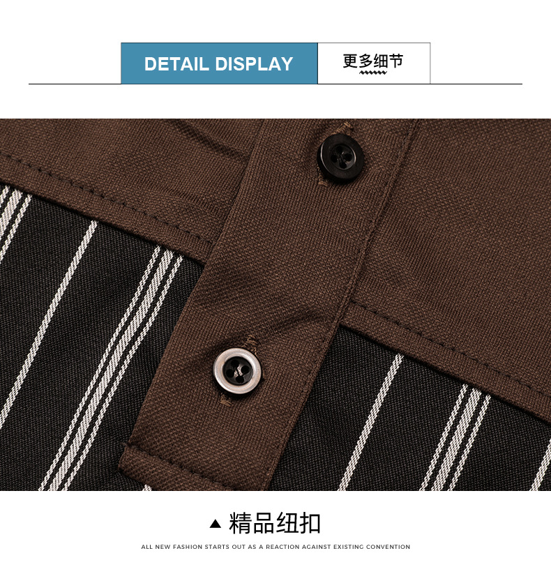 条纹拼接短袖衬衫男士夏季T韩版潮流高级感休闲POLO衫百搭翻领T恤详情14