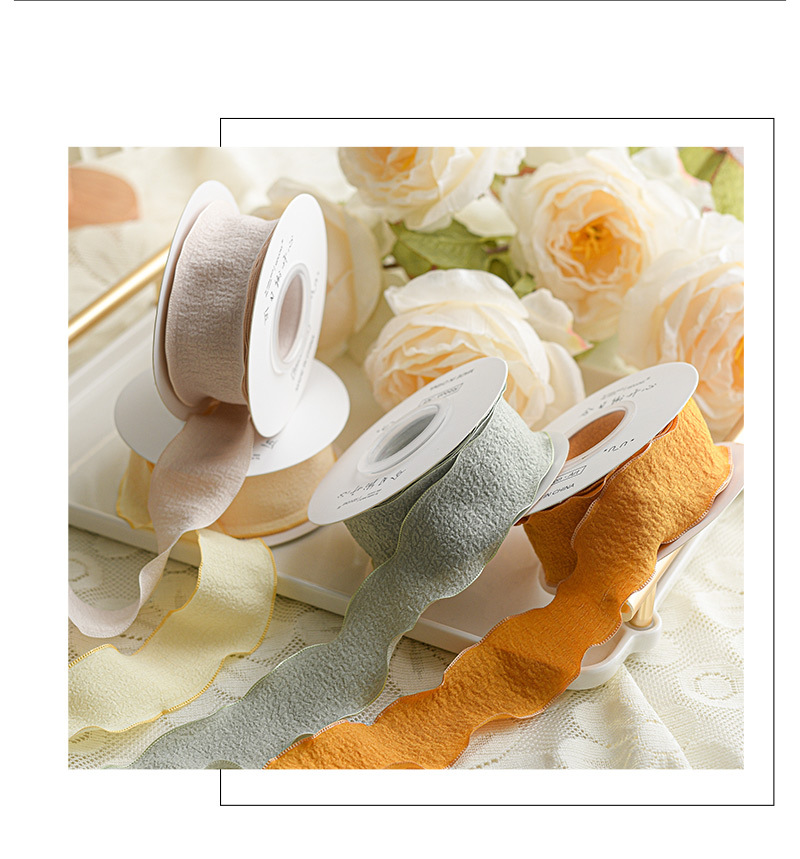 En stock 4cm hojas de loto encaje ondulado cinta plisada hilo de cola de pescado torta de cinta ramo de flores accesorios cinta de orejas pic 8