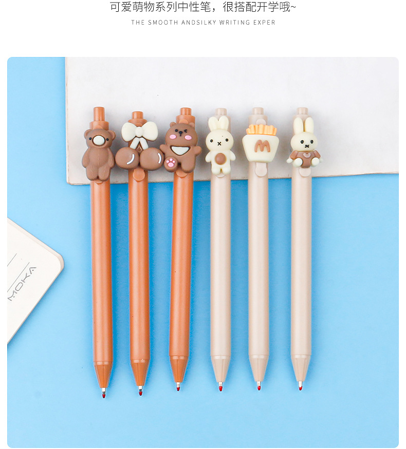 Cute and adorable series of press pens, high appearance level, three-dimensional cartoon press gel pen, 0.5 student press water pen pic 6