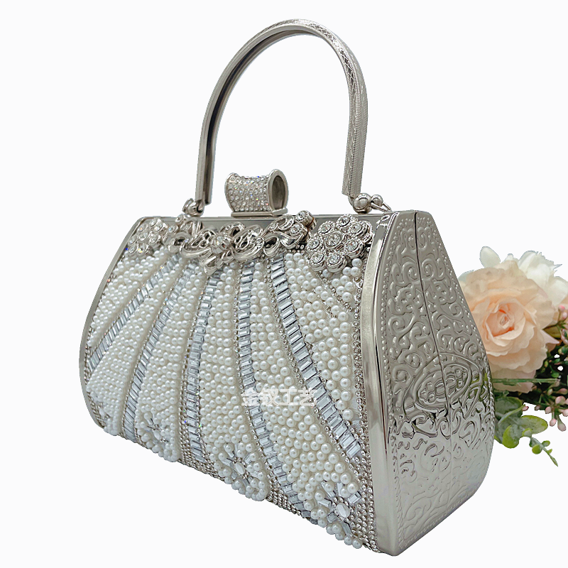 新款珍珠包晚宴礼服宴会年会可用文艺公主包大容量技师包金银可做详情2